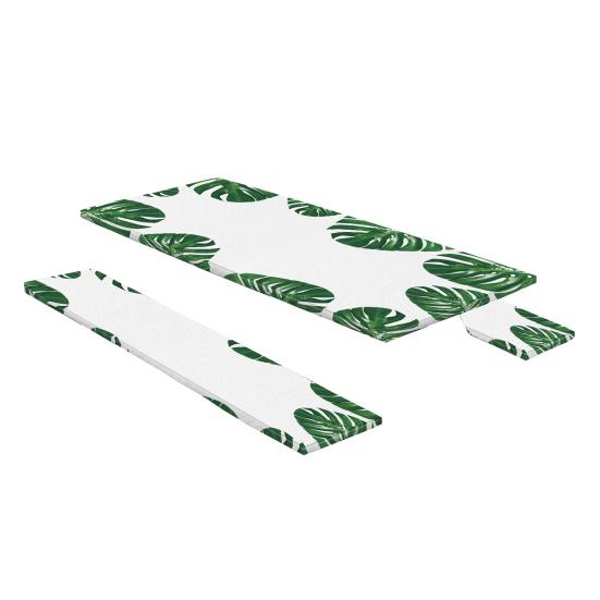 

1 комплект чехла для уличного стола и стула с принтом листьев, водонепроницаемого и противоскользящего эластичного материала B