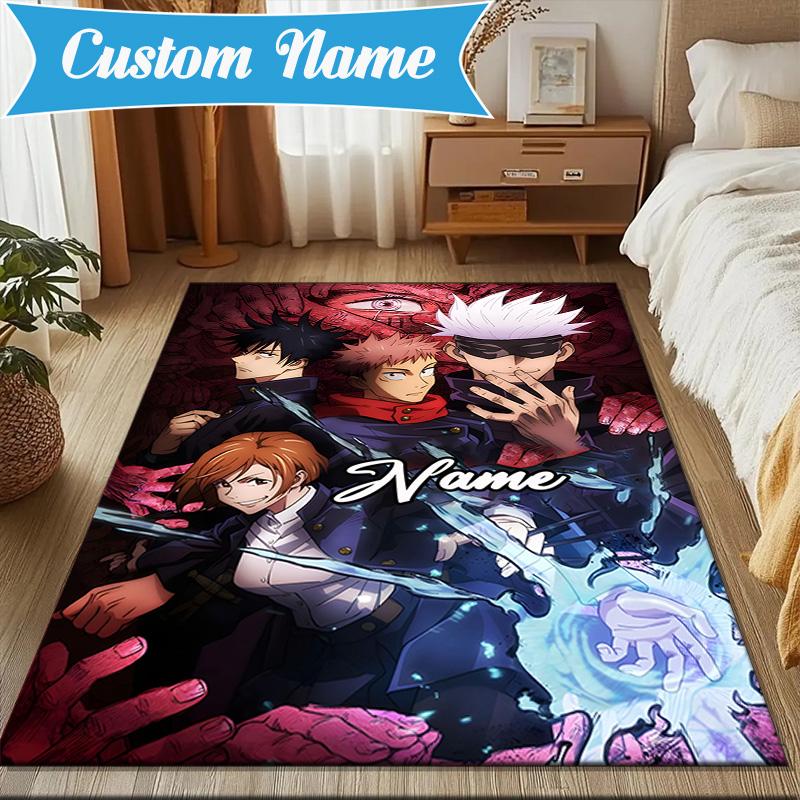 Benutzerdefinierter Name Jujutsu Power Teppich Spielteppich, Fußmatte für Schlafzimmer Wohnzimmer Eingangsbereich Teppich, Wohnkultur Idee Geschenk für Weihnachten Geburtstag