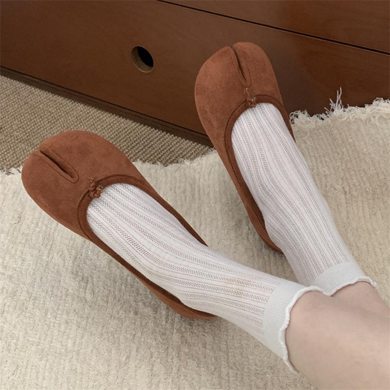 IPPEUM Velvet Mary Jane Shoes 2025 New Ballerinas Shoes Mujer Split Toe Ballet Flats