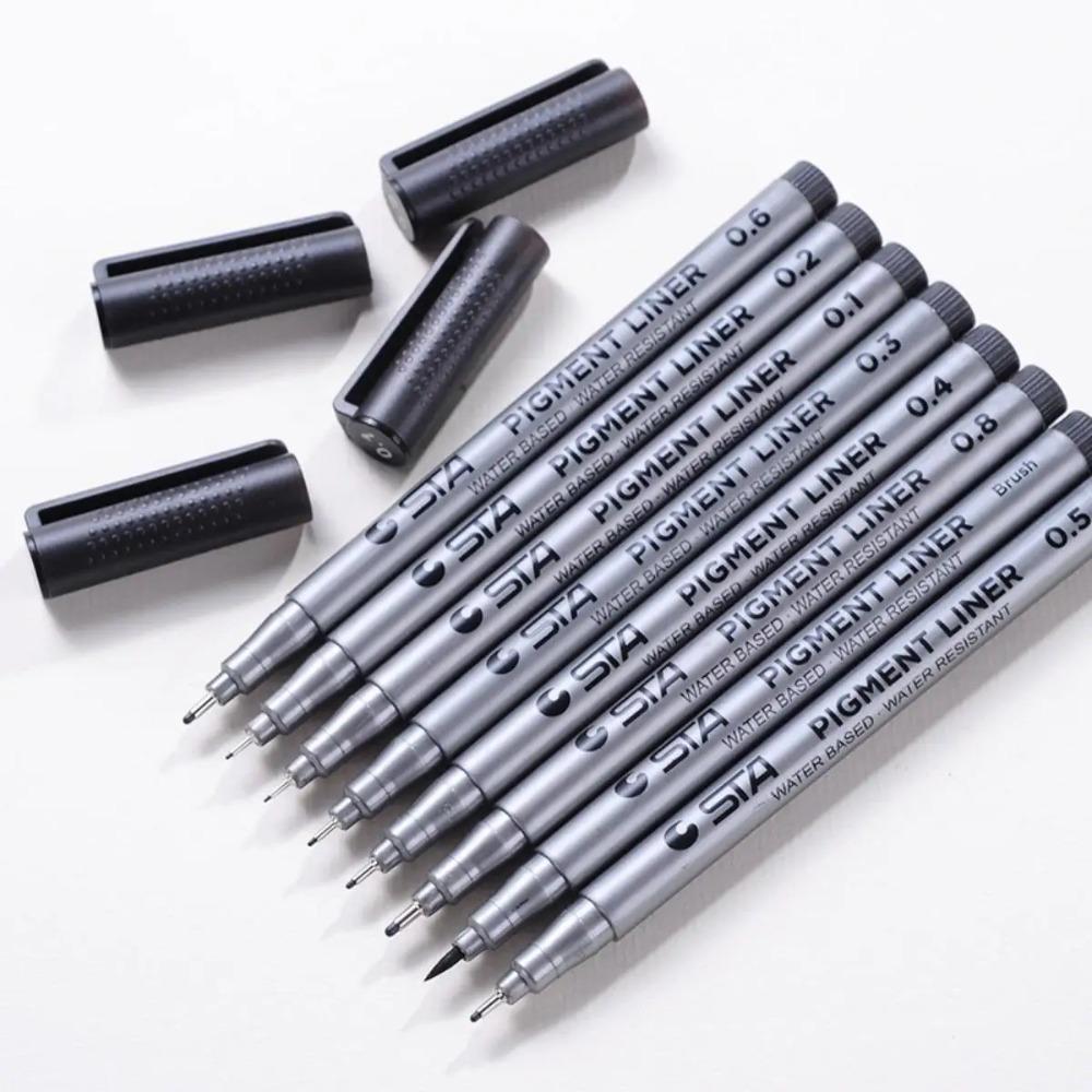 Stylo à pointe fine 0,05-1 mm – Fineliner à encre noire pour le dessin, l'esquisse et le design | Outil de papeterie professionnel, 14,1 cm