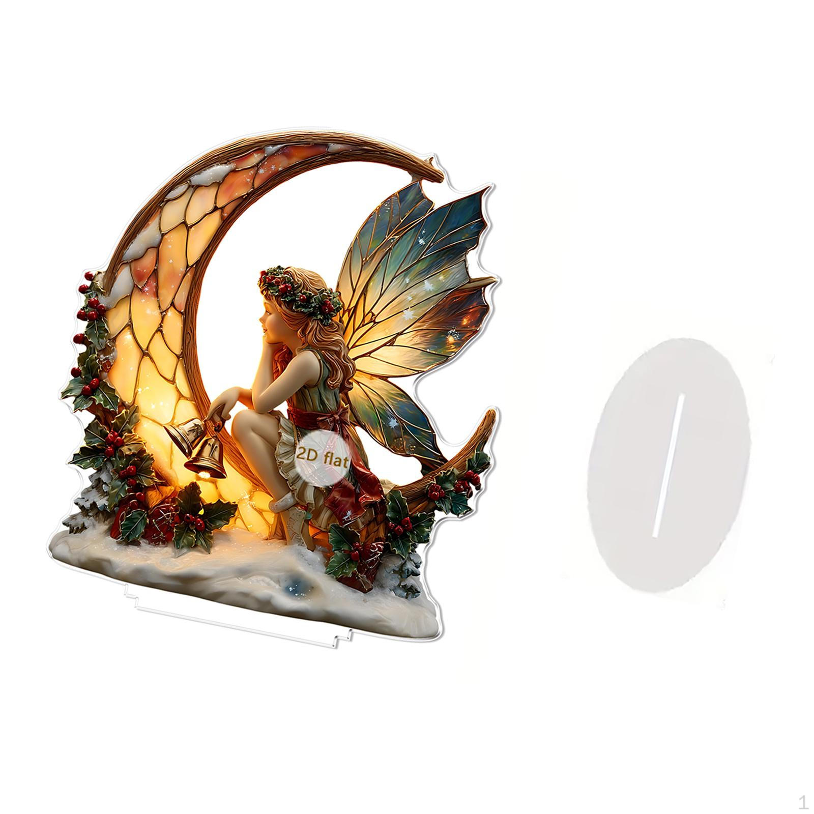 

2D Акриловое Акцентное Украшение Декор Подарок со Стендом Тарелкой для Фестиваля Камина Вечеринки Книжной Полки Fairy