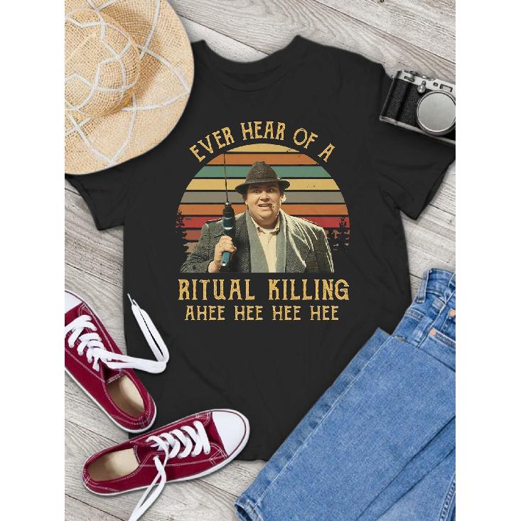 Funny Uncle Buck TV Show Graphic T-Shirt - Vintage 80s Comedy Tee with Ever Heard of a Ritual Killing Ahee Quote - Soft Breathable Shirt for Men & S чёрный