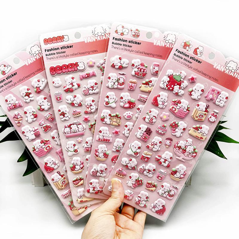 Cartoon Animal 3D Stickers Kawaii Bunny Bubble Stickers DIY School Stationery Sticker Phone Case Sticker Aesthetic Sticker