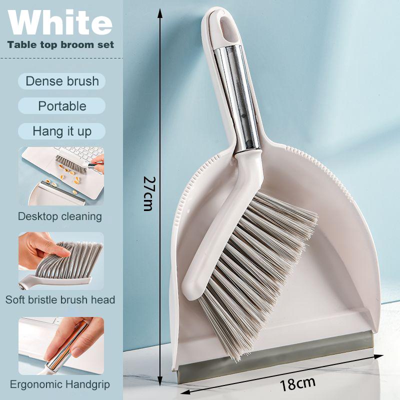 

Настольный мини-набор веника и совка с ручкой, толстая щетка, подметание для дома, волос, клавиатуры, шерсти домашних животных, инструмент для уборки, экономящий труд белый