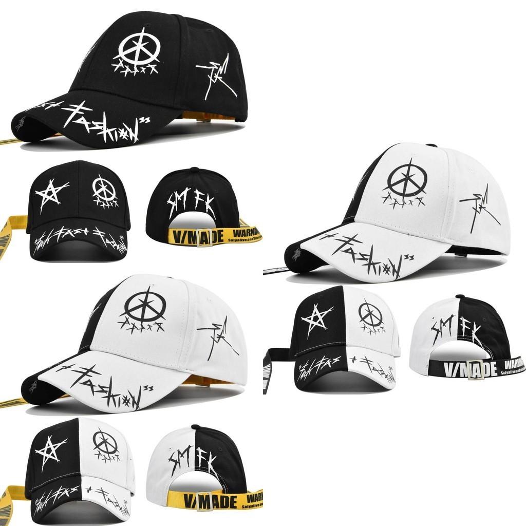 Five Cap Baseball Pointed Star Letters Printed Graffiti Long Strap Duckbill Cap