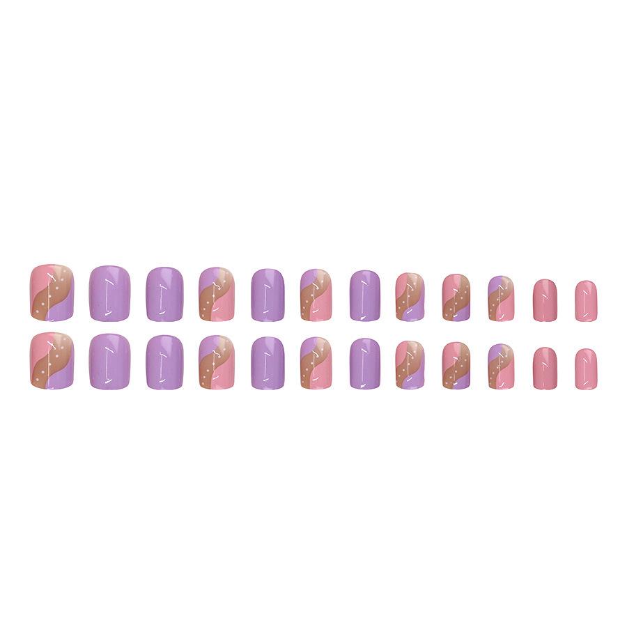 Powder Pink and Purple Charm: New European and American Style Autumn/Winter Whitening Press-On Nails