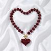 Boho Resin Perlenkette Knebelverschluss Damenschmuck Mode Klobiger Herzanhänger Geschenk