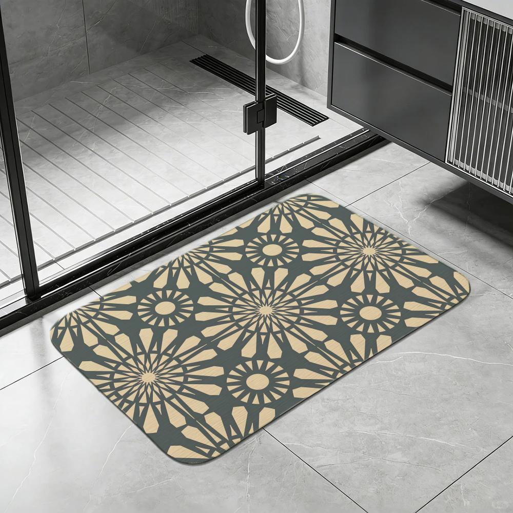 Moroccan Star Pattern Floor Mat Diatomite Bath Mat, Quick Dry, Absorbent, Multi-Scene Mat 40x60cm