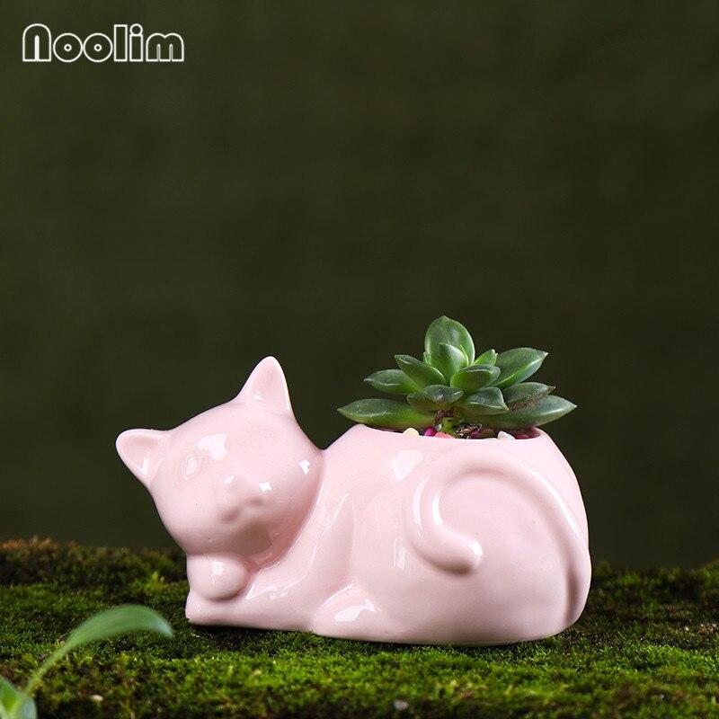 Ceramic Cartoon Cat Flower Pots Mini Succulent Plant Home Tabletop Decor Cute Flowerpots