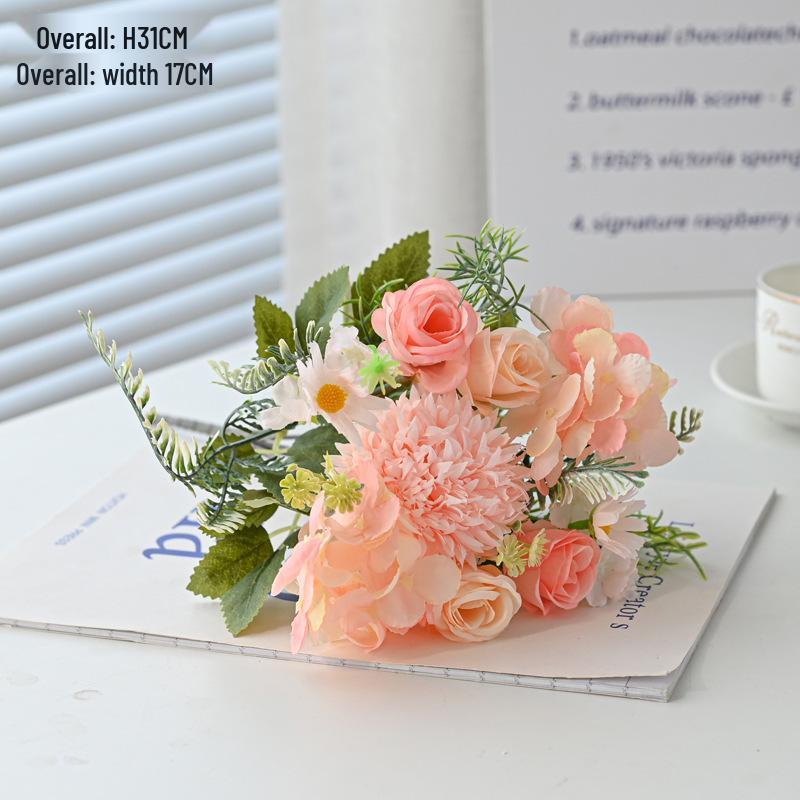 Rose Peony Bouquet: 7-Piece Artificial Floral Arrangement for Weddings & Home Decor