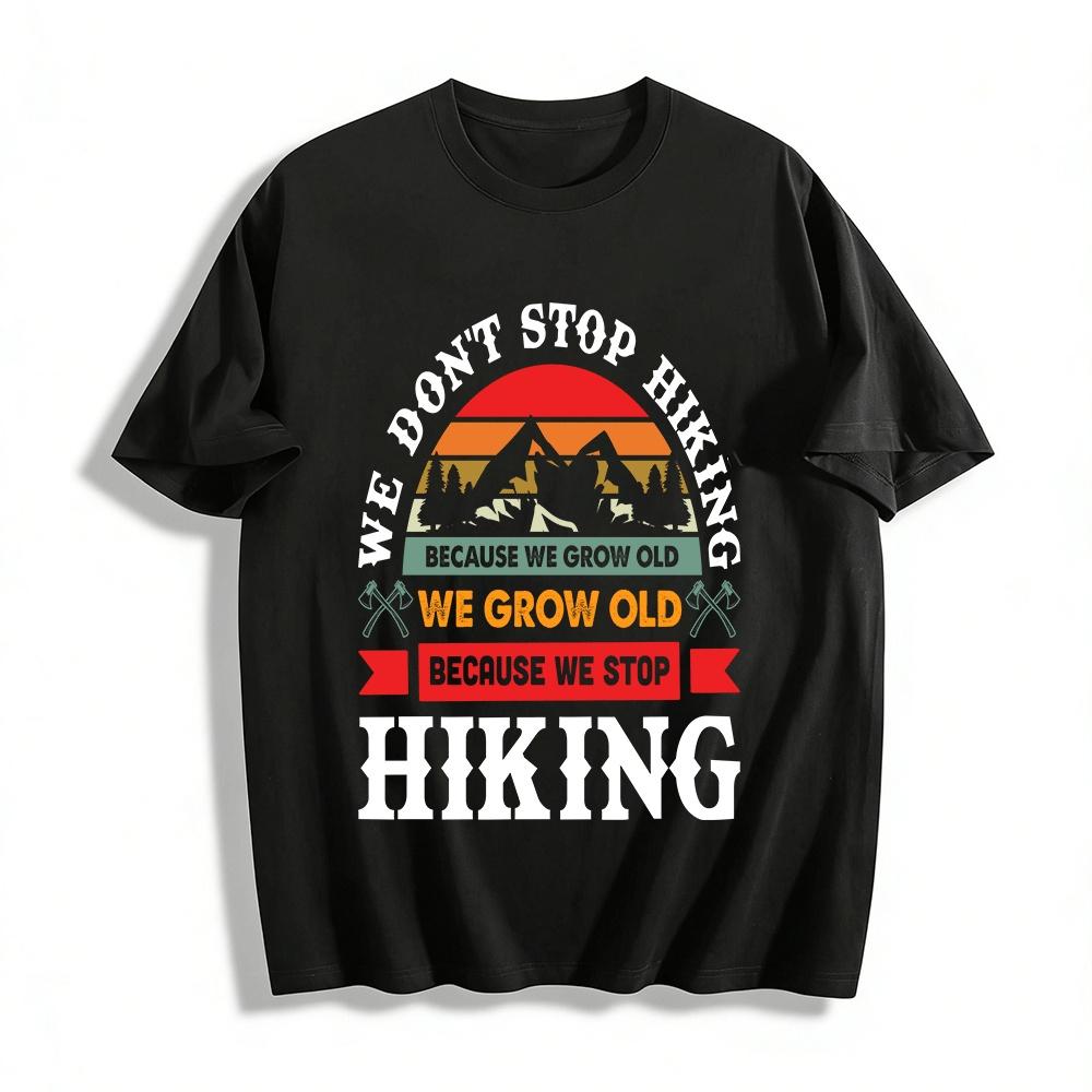 

Vintage Mountain Print Tee We Grow Old Because We Stop Exploring Pure cotton T-shirt XXS