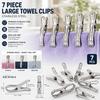 7Pcs Large Metal Towel Clips, Made Of Stainless Steel, Windproof And Durable With Strong Holding Power Suitable For Drying Towels Quilts And Clothing