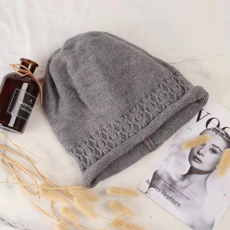 Autumn and Winter Woolen Hats Pile Hats Cold Hats Couple Baotou Hats Knitted Hats Spring and Autumn Confinement Hats Big Head Circumference