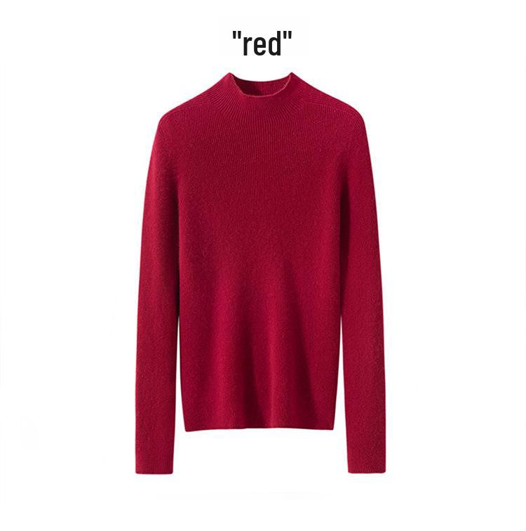 Women's Thick Warm 100% Pure Cashmere Short Slim Fit Half Turtleneck Sweater - Perfect Layering Piece