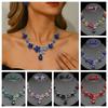 Exquisite Necklace Earrings Set Crystal Flowers Women Jewelry Set Flower Pendant Necklace  Women