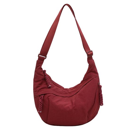 Women Crescent Bag Nylon Bag Dumpling Hobo Shoulder Bag красный