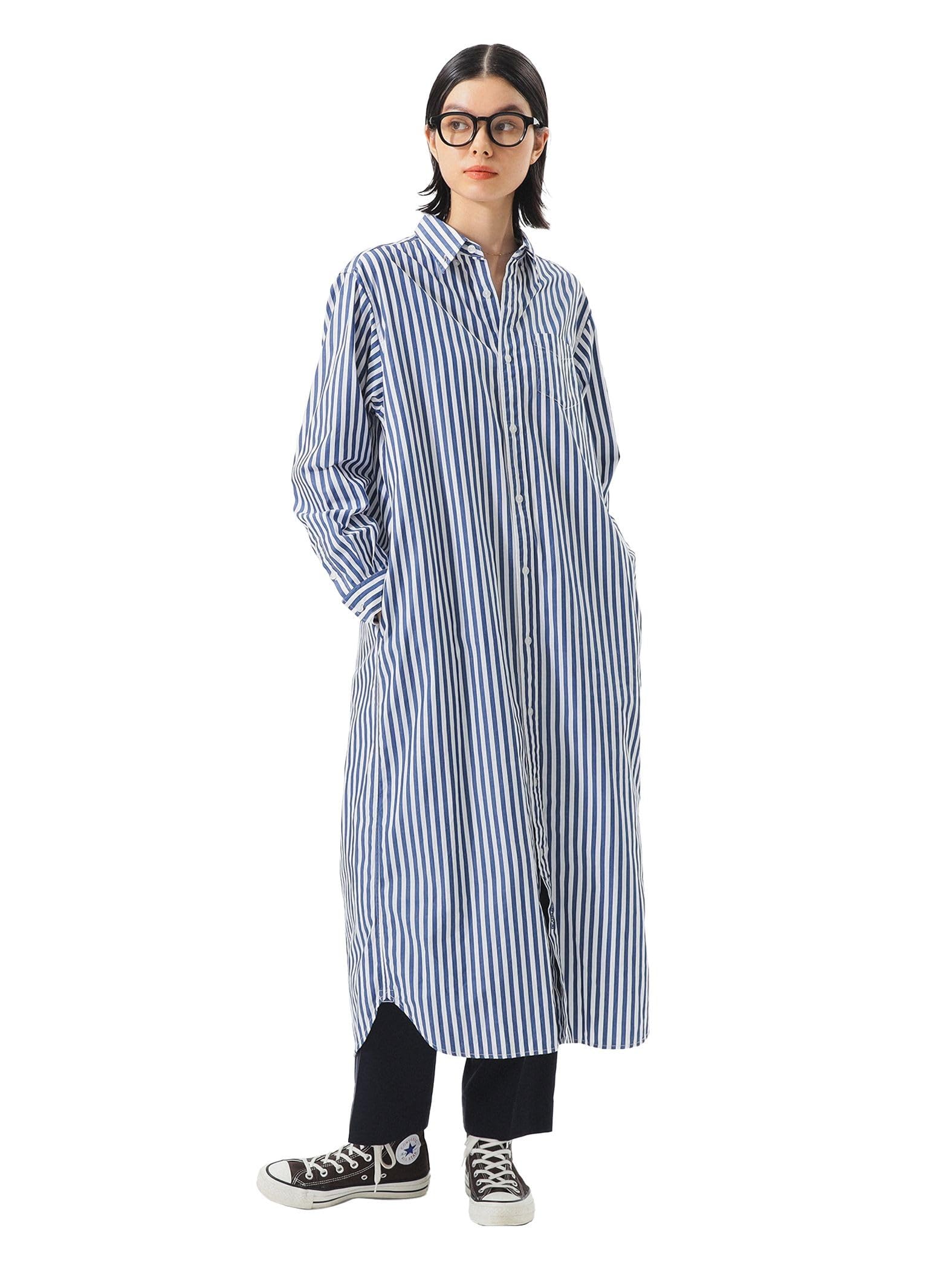 

Beams Boy Women s Striped BD Dress, Long Sleeve, Navy, One Size