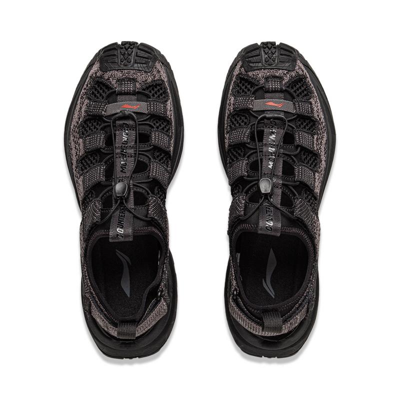New LiNing CF Tracing, Xunchuan Shock Absorbers Slip Resistant Abrasion Resistant Low Top Hiking Shoes Unisex Black Gray AHLV001-4