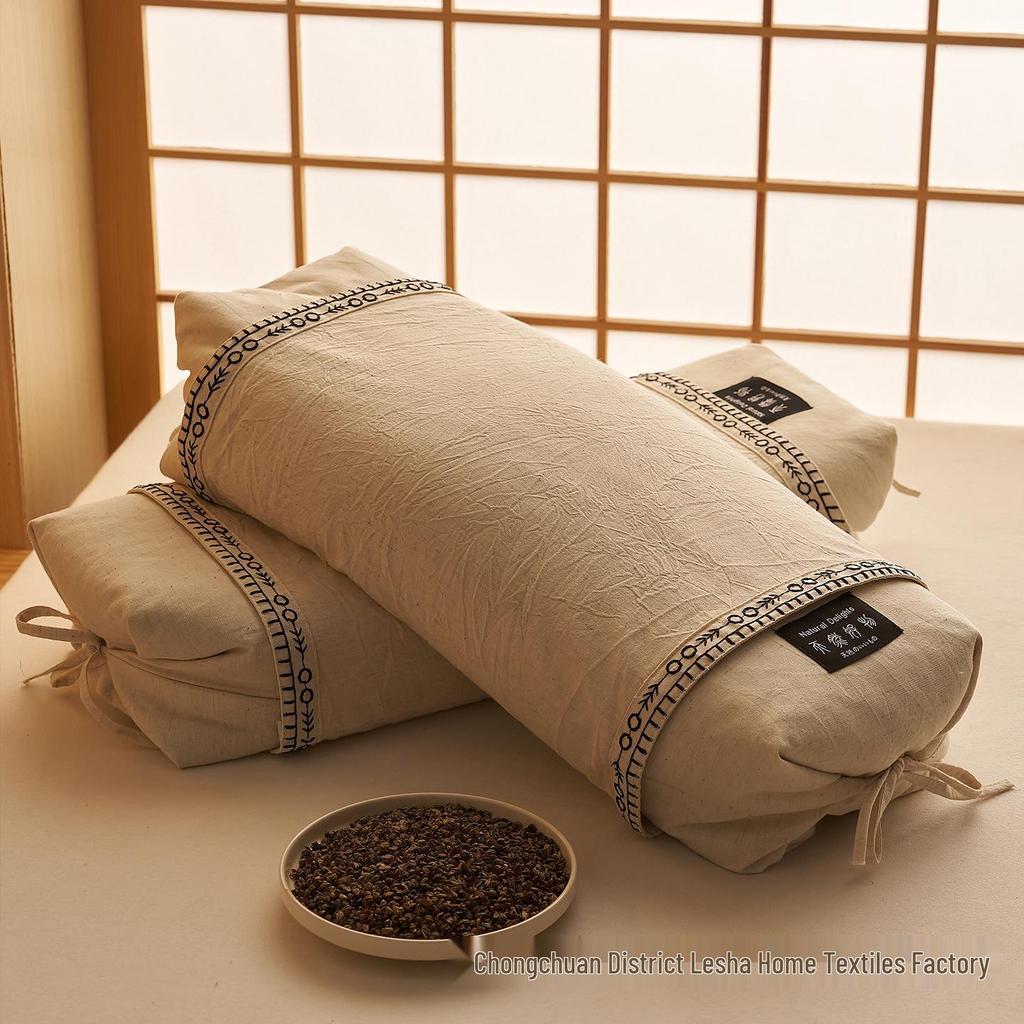 Bestselling Breathable Buckwheat Pillow: Adjustable Height, 100% Buckwheat Hull, Cotton Linen Cover, Floral Herbal Design.