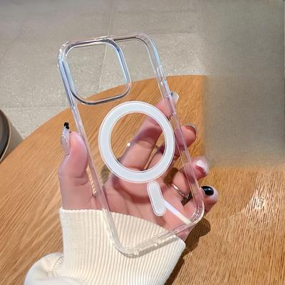 Applicable To Apple 13Pro Protective Case 15magsafe Magnetic 14 Hard Shell IPhone 16 Mobile Phone Case Transparent