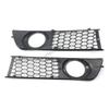 090E 2Pcs Car Front Grills Bumper Fog Light Cover Lamp Frame Trim Auto Honeycomb Mesh Grille Bumper for A4 B6 Sedan 2002-2005