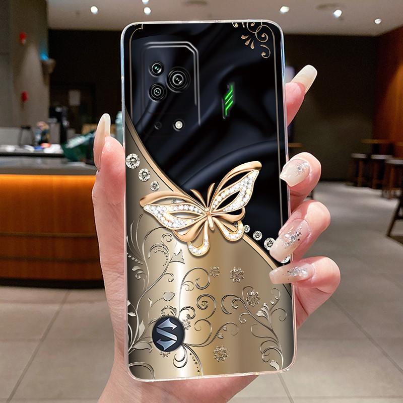 

Для Xiaomi Black Shark 5 Pro Чохол Прозорий Розкішний Модний Метелик Квітка М який Силікон ТПУ Чохол для Телефона Для BlackShark 5 5Pro Чохол Xiaomi Black Shark 5