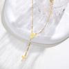 Stainless Steel Rosary Virgin Cross Drop Y-shaped Necklace,Women's White Rice Bead Chain Prayer Necklaces,Exquisite Jewelry Gift