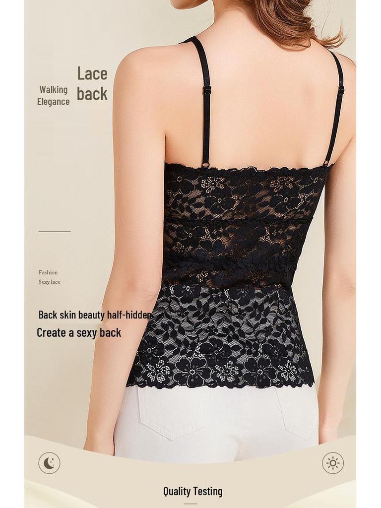 Sommer Svart Blonde Ryggløs Slim Fit Camisole: Kvinners Sexy BH uten spiler