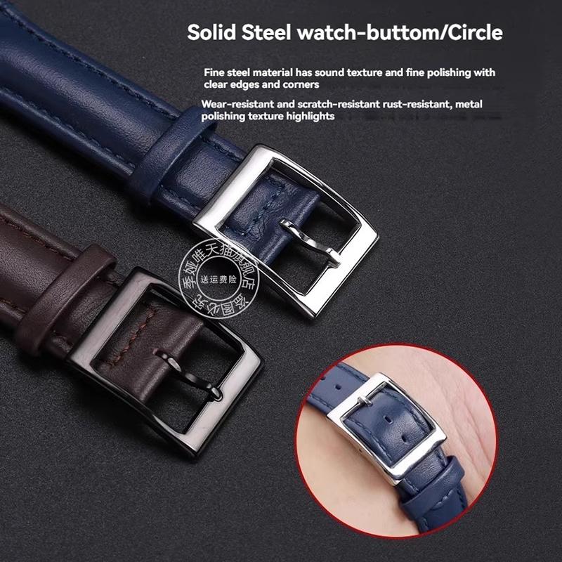 For Swatch YCS YAS YGS Irony Series YAS100G YIS402 Cowhide Calfskin Leather Watch Strap Men Women Wristband 17mm 19mm Blue Black
