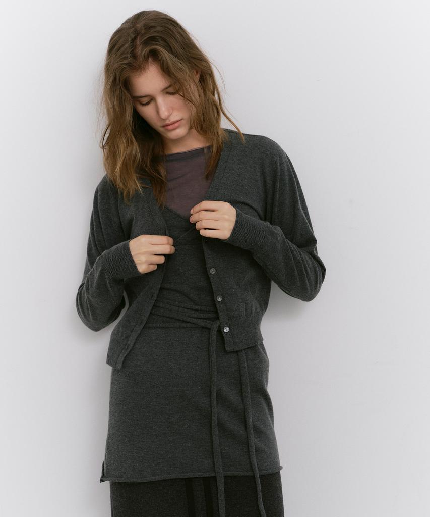 CACELE Raw Cut Strap Dress, Charcoal