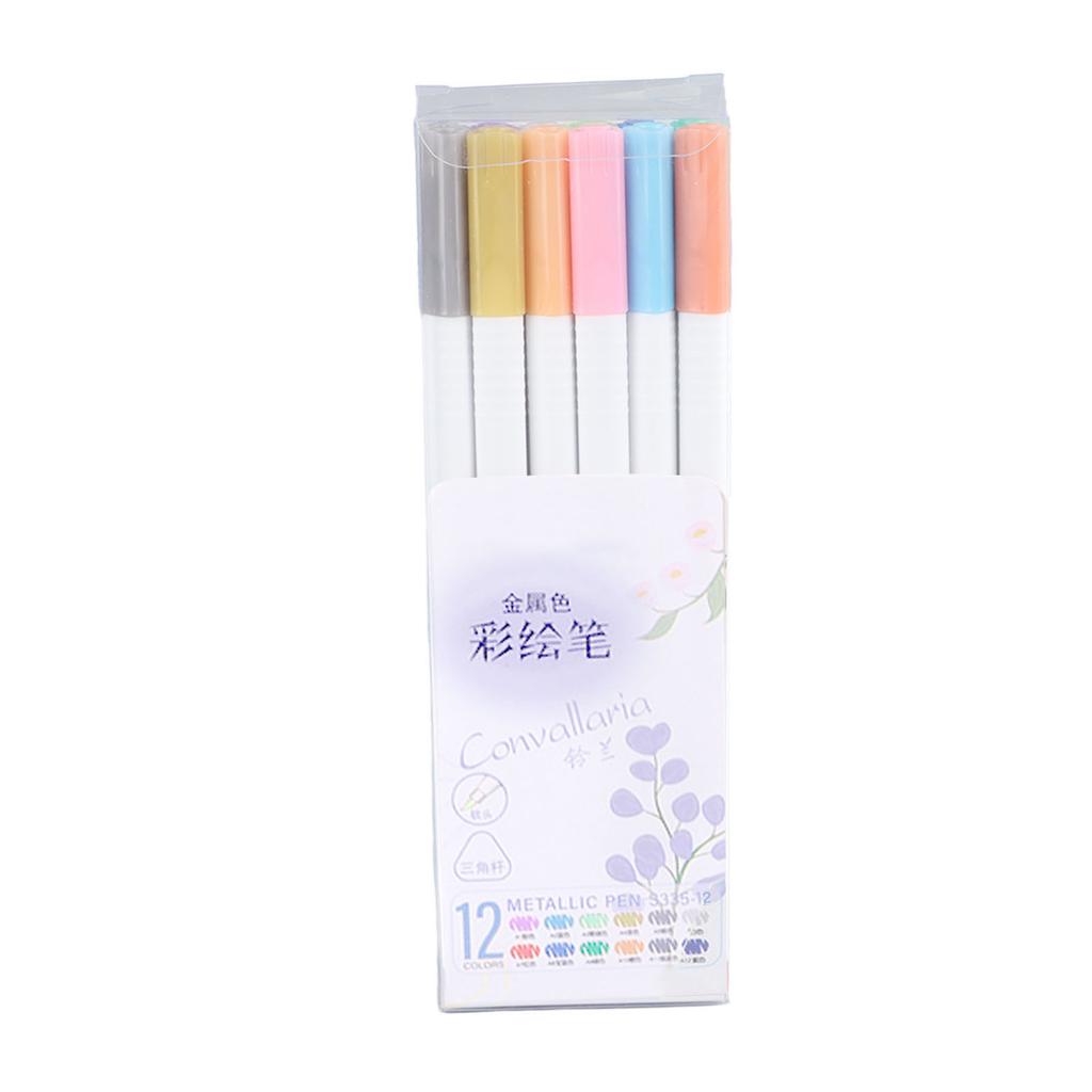 Metalické fixy 12 barev Měkký hrot Víceúčelové lakové fixy pro studenty k psaní poznámek