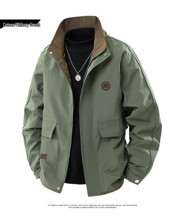 Trendy Men's Stand Collar Plus Size Street Style Jacket - Spring/Autumn Collection
