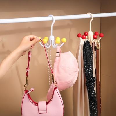 Clothes Hooks with 6 Claws Strong Load-bearing 360-Degree Rotatable Easy To Install Underwear Bags Hanger Closet Organizer