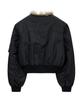 Noirer Shaggy Fur Ma-1 Crop Jacket (Black)