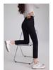 Petite Women's Slimming Black High Waist Cropped Straight Leg Jeans