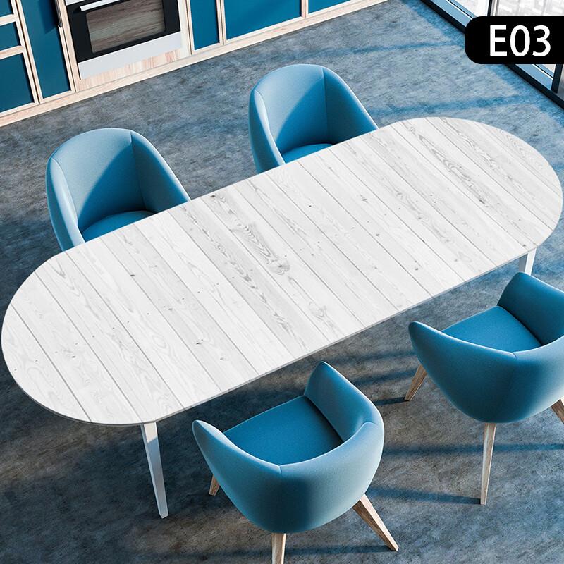 1PC Waterproof Oval Elastic Tablecloth Wooden Plank Texture Style Dining TableCloth Kitchen Dining Wedding Party Decoration