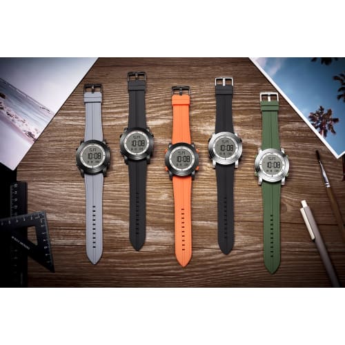 BUREI Men's Digital Watch with LED Display, Waterproof, Stylish Sports and Outdoor Watch with Date Display and Multifunction, Silver