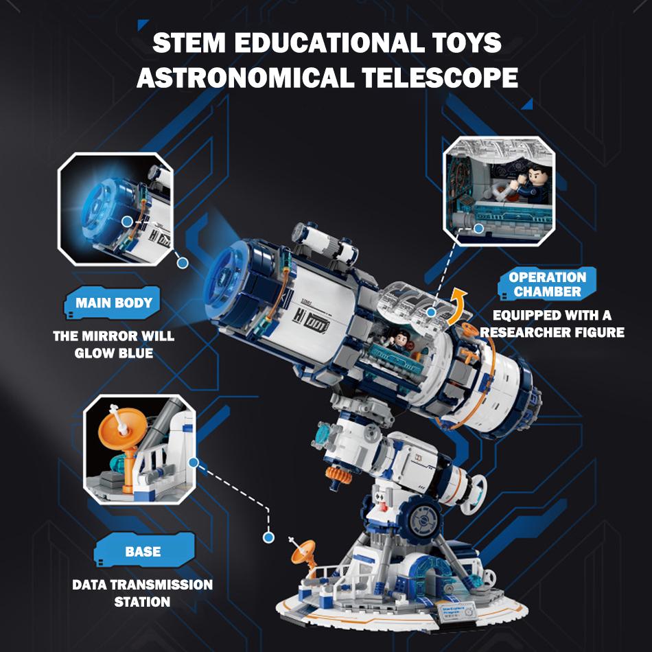 STEM Educational Toys Astronomical Telescope Building Blocks Star Exploration Telescope Model Assembly Bricks Toys for Kids Gift