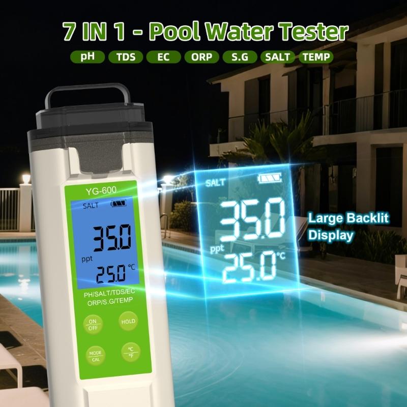 7 in 1 TDS ORP Salt Temperature Meter Digital Meter Water Quality Tester for Hydroponic Meter Portable