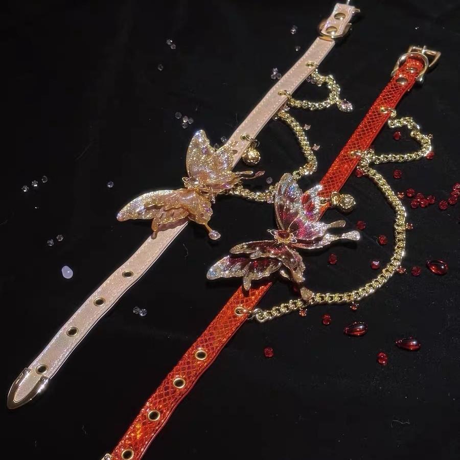 Meier Rote Nachtschmetterling Seifenflüssigkeit Schmetterling Persönlichkeit Handgefertigtes Halsband Choker Nische Schlangenhaut Laser Halsband Hals