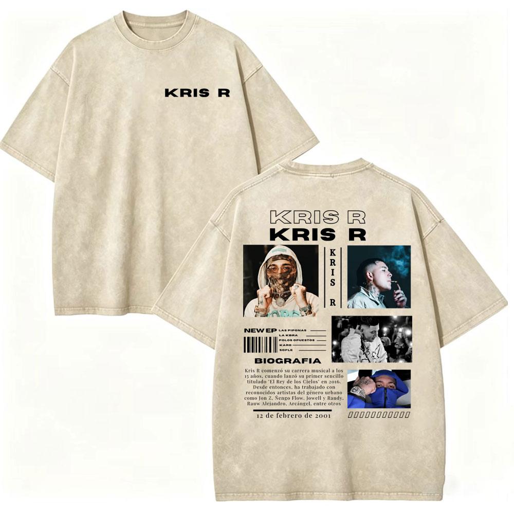 Vintage Washed Rapper Kris R Tshirts Men Women Clothing High Street Fashion Trend T Shirt High Quality Cotton Oversized Tshirt