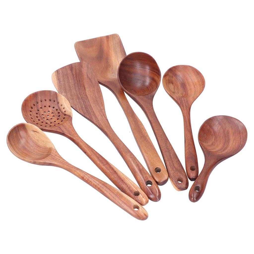 Holzspatel Löffel Set Küchenutensil Antihaft Rührspatel Topflöffel mit langem Griff für