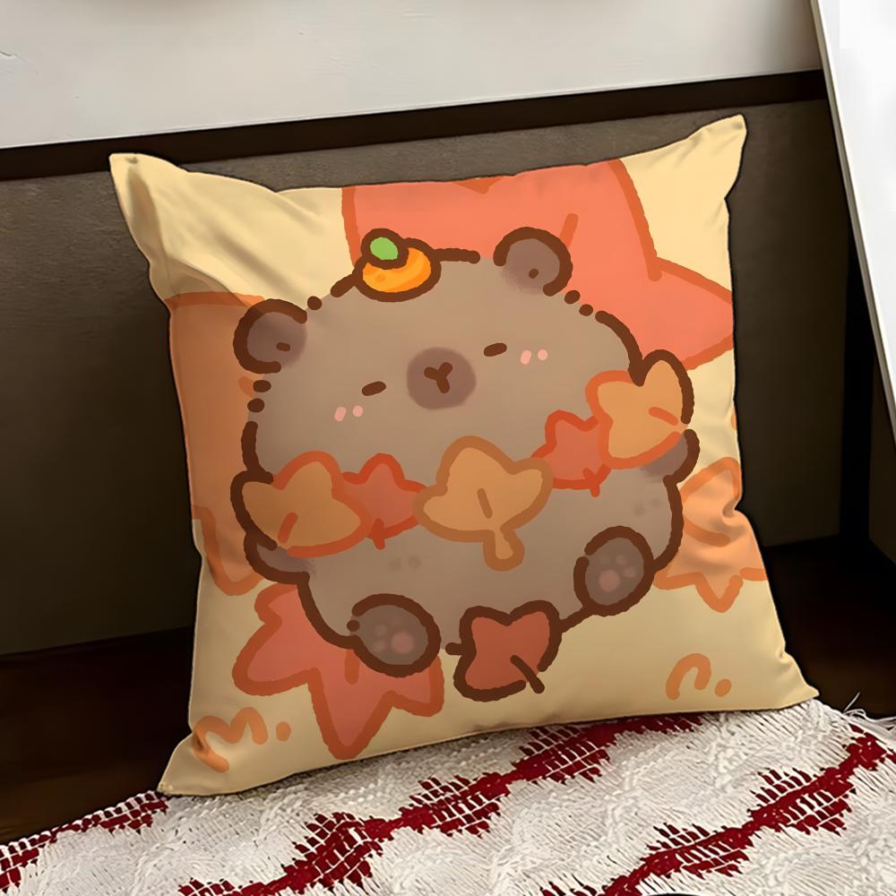 Cute CCapybara Cushion Cover Reversible Soft Durable Pillow Cover Home  Car MultiScene Use for Daily Comfort