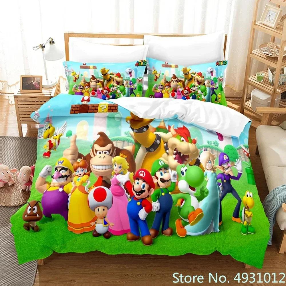 

Дитячий постільний комплект Super Mario з мультяшним принтом, ковдра, підковдра, наволочка, постільна білизна, набір для ліжка, спальні 150*200cm 3pcs