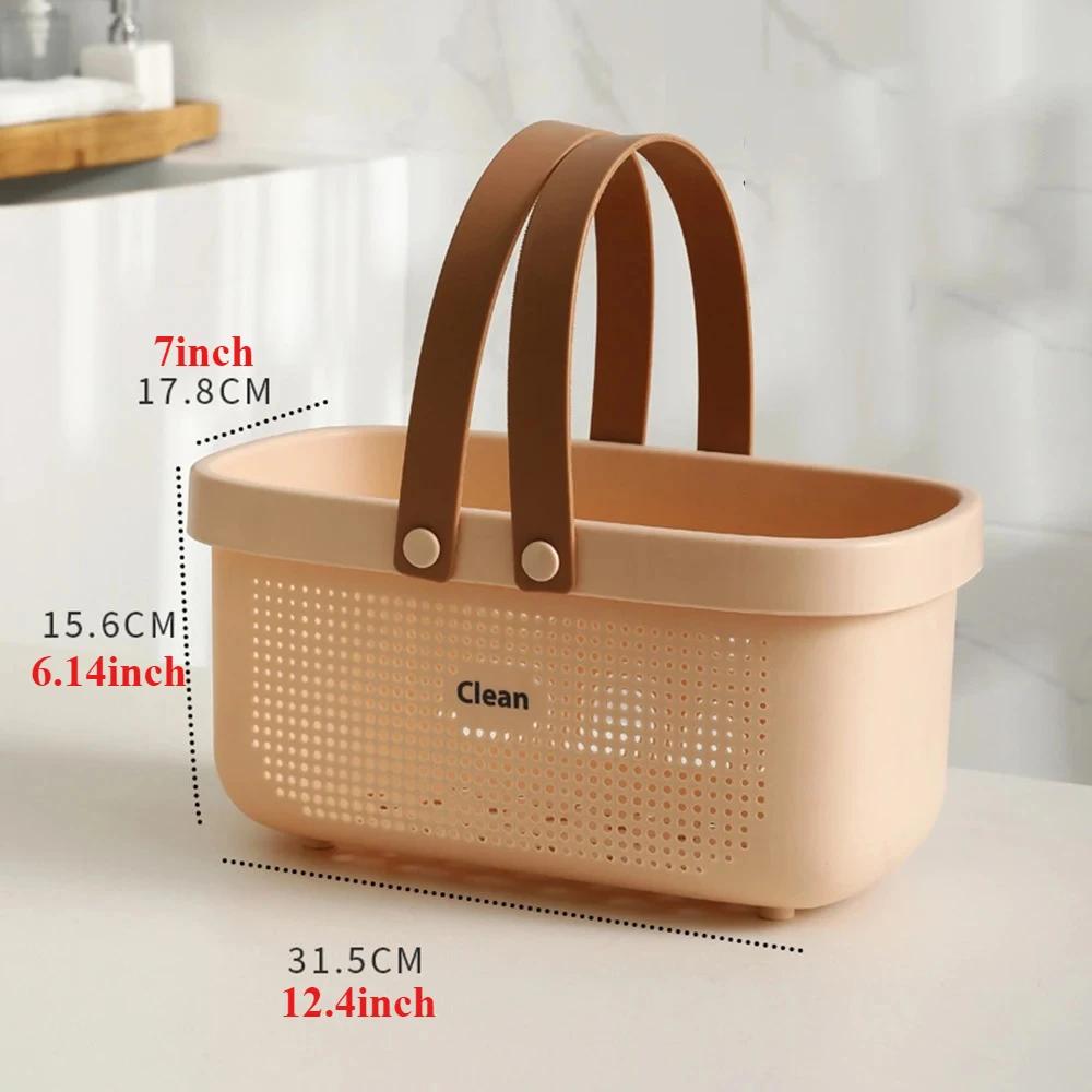 Plastic Storage Basket with Silicone Handles Large Capacity Clothes Organizer for Shower Room Bathroom Washhouse Bathroom Basket
