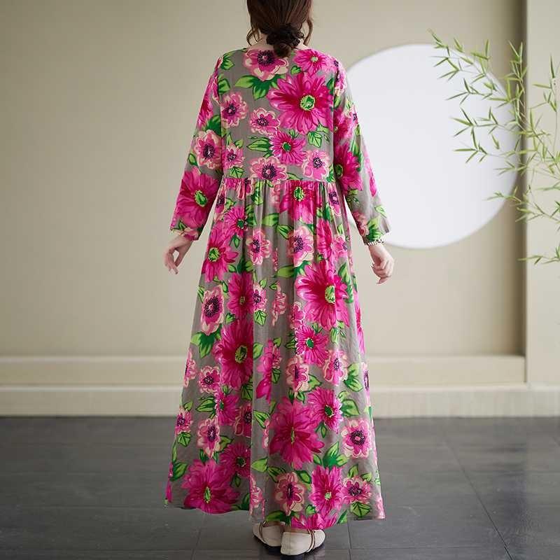 Vintage Long Skirt Flesh Covering Dress