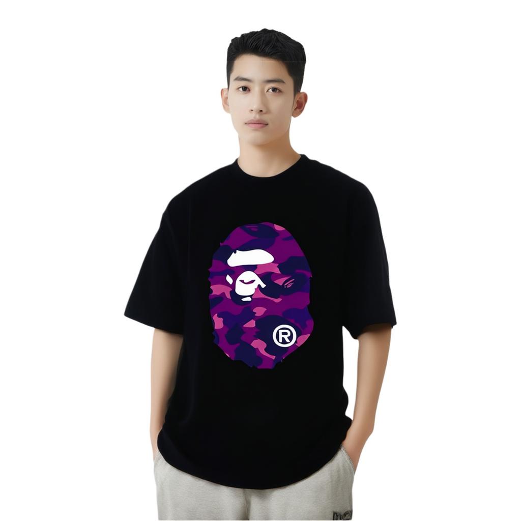 Bape A Bathing Ape Camo Ape Head T-Shirt 'Black Purple' Unisex Bape-ss18-016