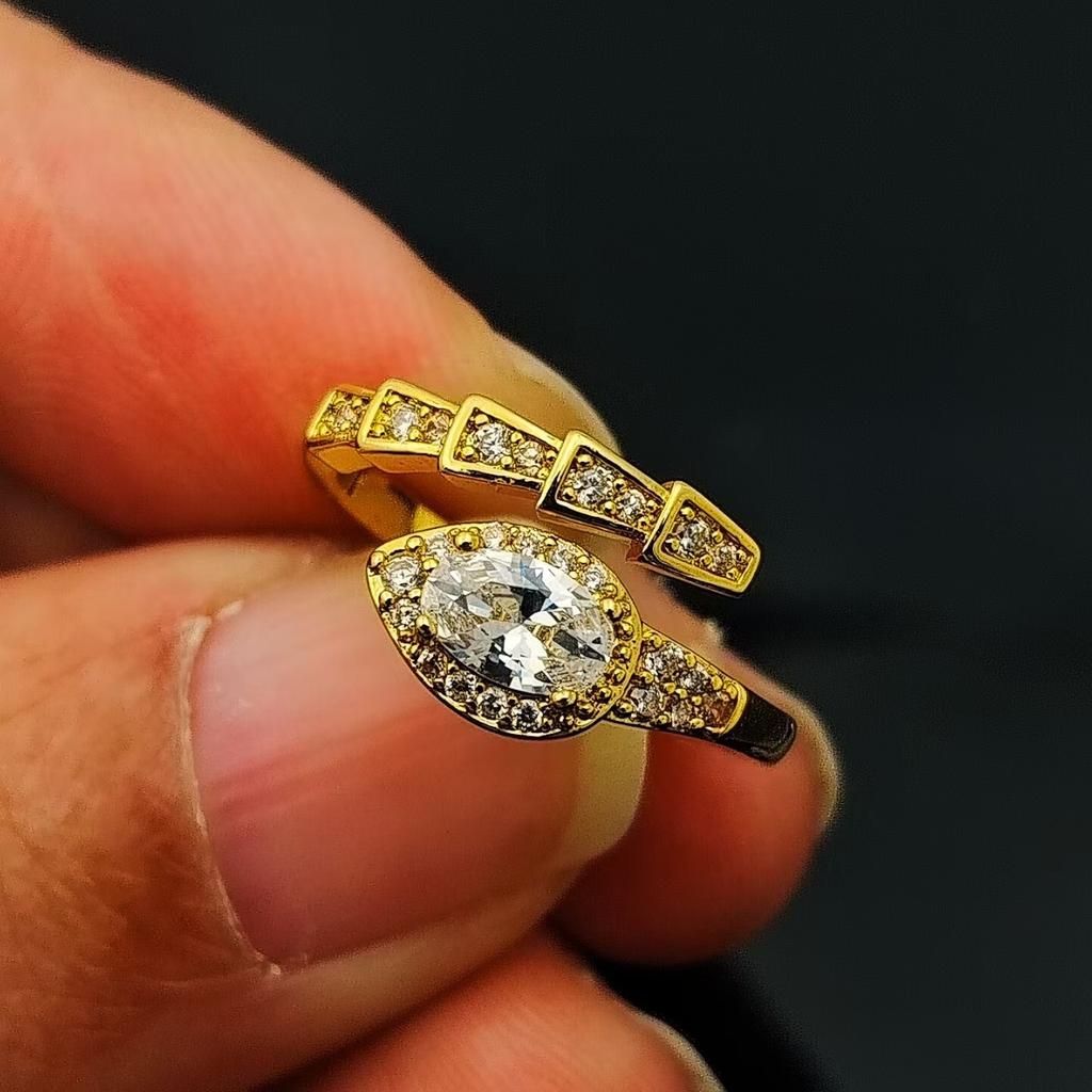 Jewelry Oval Egg Zircon Snake Ring Inlaid Egg Surface Zircon Snake Ring Ring