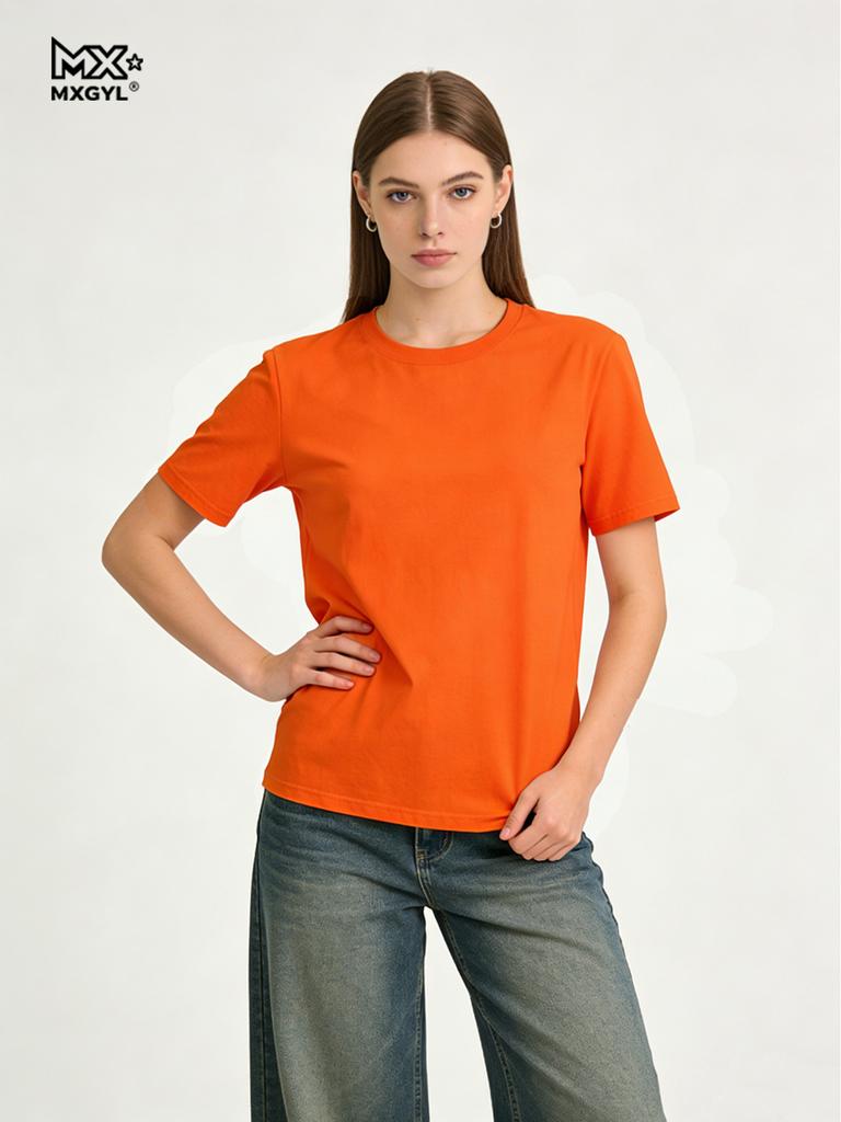 Women T-shirts 2026 Summer Tops Solid Short Sleeve Loose O-neck Casual Ladies Shirts Harajuku Korean Woman Tshirts