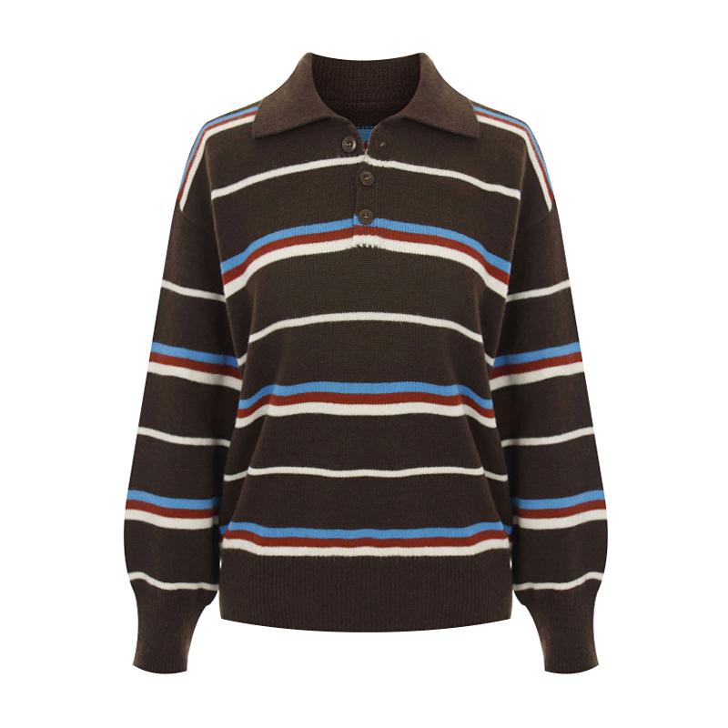 SELLY'S Striped Collared Knit_I6A-Ckn006